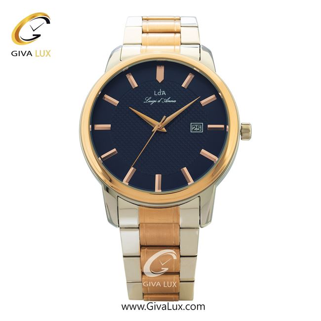 ساعت مچی اورجینال مردانه LdA رزگلد-نقره ای | نقره ای-رزگلد| سرمه ای| کد رفرنس 2416